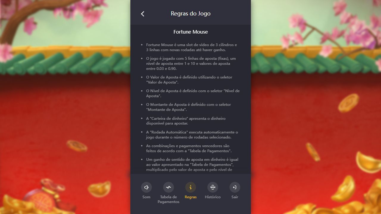 Regras abertas na demo Fortune Mouse: pagamento por valor de aposta e nível